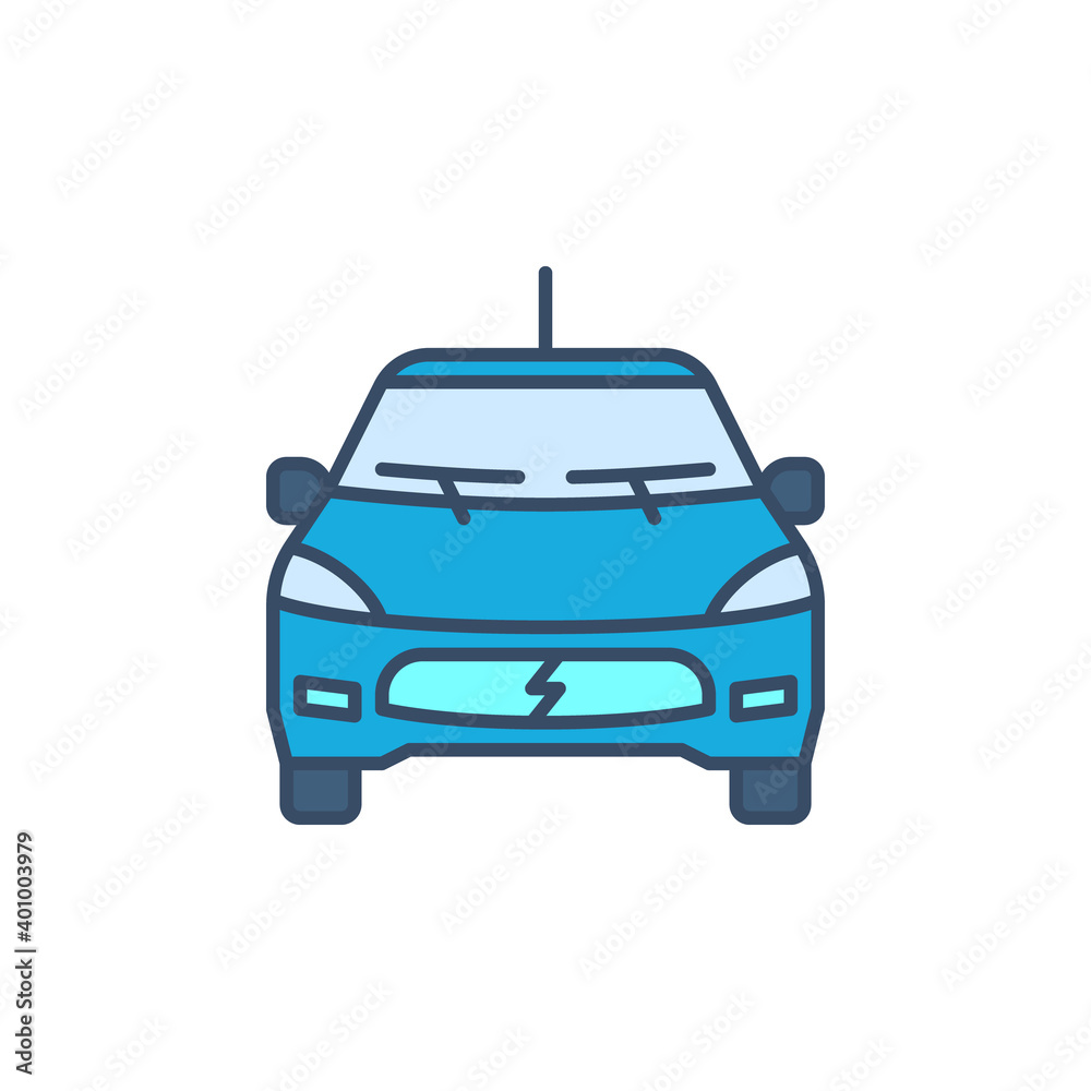 Electric Car vector concept colored icon or logo. Front view