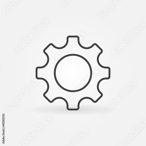 Simple Gear or Cog Wheel vector concept icon or symbol in thin line style