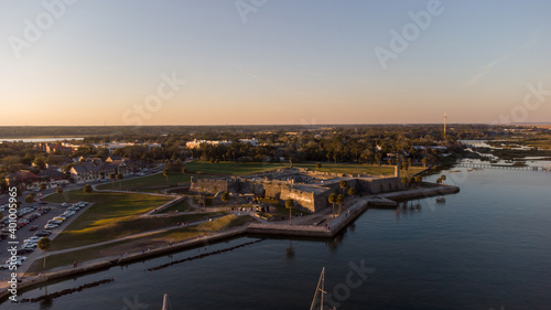 Castillo De San Marcos fort St Augustine Florida aerial photo at sunset © Felix Mizioznikov