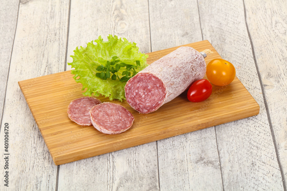 Italian dry Saliami pork sausage Italian dry Saliami pork sausage