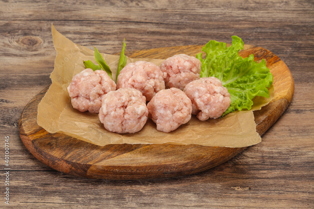 Homemade raw pork minced meatball for cooking Homemade raw pork minced meatball for cooking