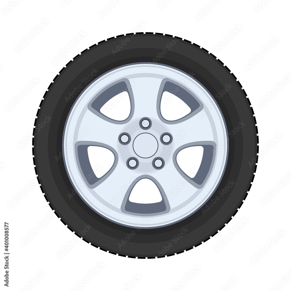 Car wheel. Realistic design. Vector illustration on a white background. Car wheel. Realistic design. Vector illustration on a white background.