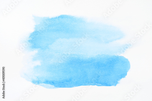 Abstract blue watercolor on white background. abstract art background. texture color paint splash blue. space beautiful wallpaper pattern ink splash. texture blue space color nature paint on paper.  © aekkawin
