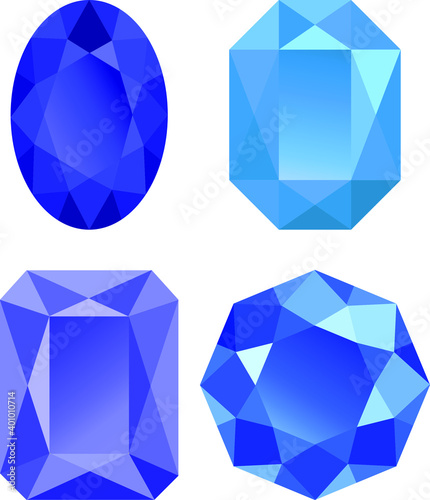 Shiny vector sapphires illustration icon set blue color