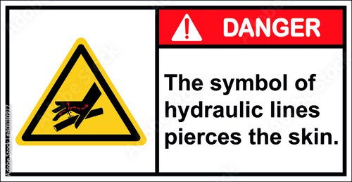 Beware of hydraulic lines piercing the skin.Vector,Danger