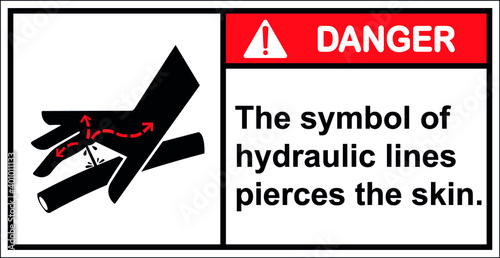 Beware of hydraulic lines piercing the skin.Vector,Danger