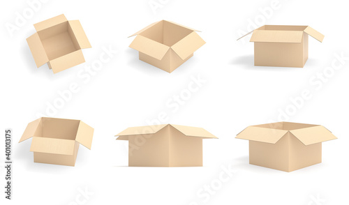 Open brown cartons. Empty boxes © savanno