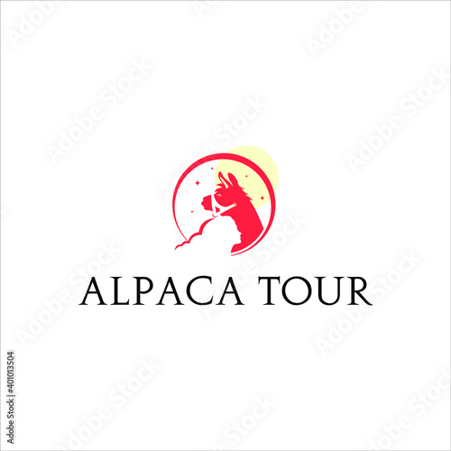 alpaca logo simple head bold for animal vector or icon design template in travel and tourism industry