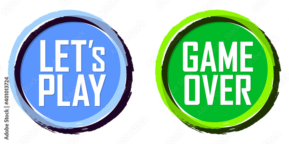Let’s Play, Game over, banners design template, vector illustration Let’s Play, Game over, banners design template, vector illustration