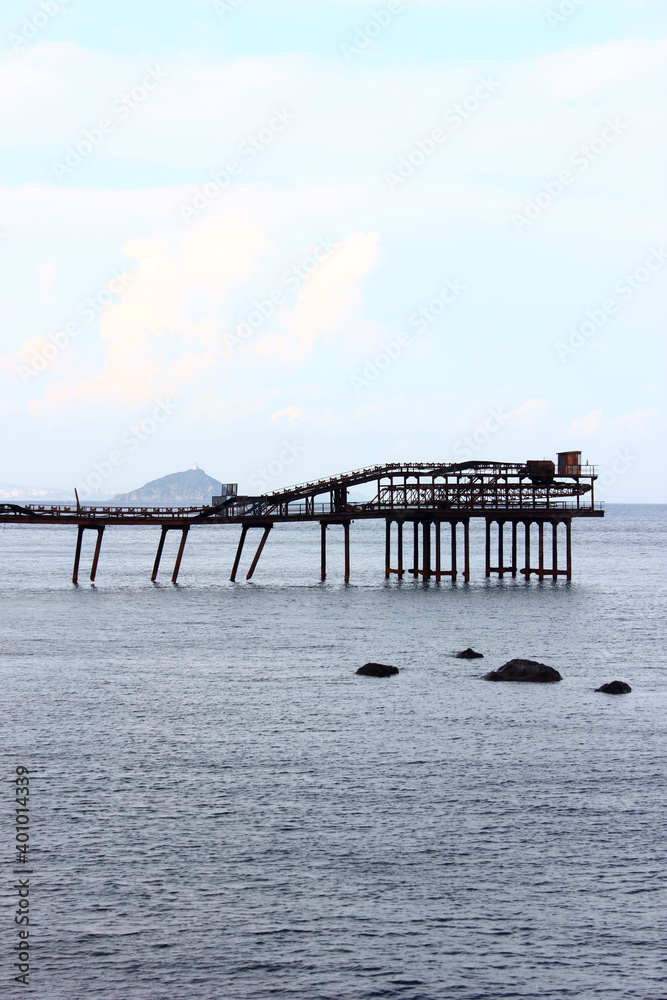Rusty iron overpass in Rio Marina, Elba Island, Tuscany