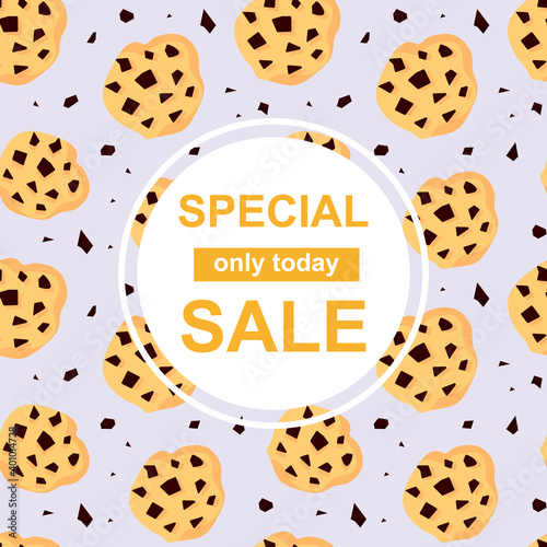 Vector background. Special sale poster with cookies