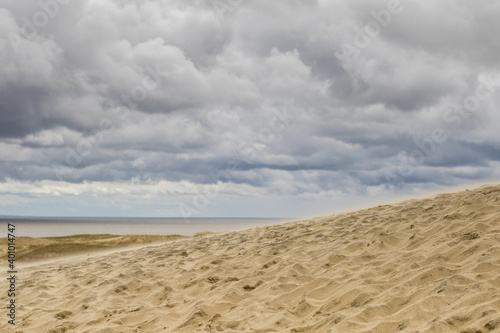 Dead Dunes in Nida with cloudy sky  Curonian Spit  Lithuania