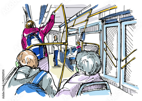 Bus interior sketch