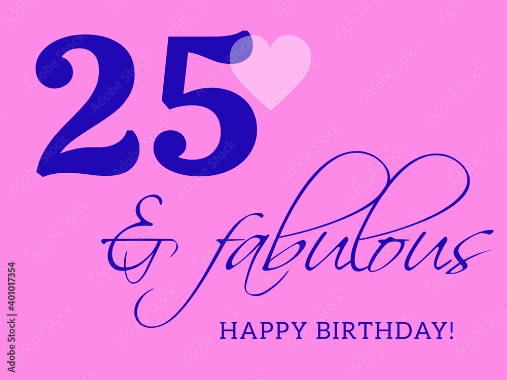 Naklejka premium 25th happy birthday card illustration in retro style.