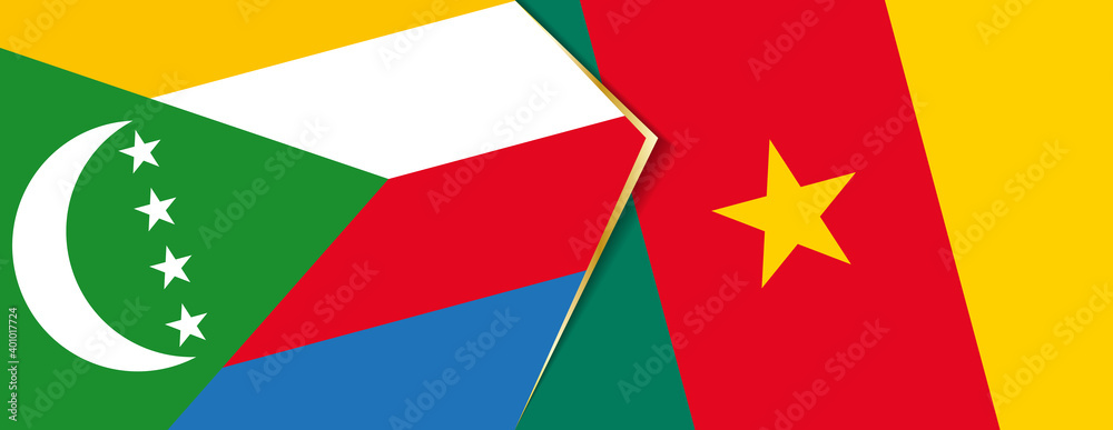 Comoros and Cameroon flags, two vector flags. Comoros and Cameroon flags, two vector flags.