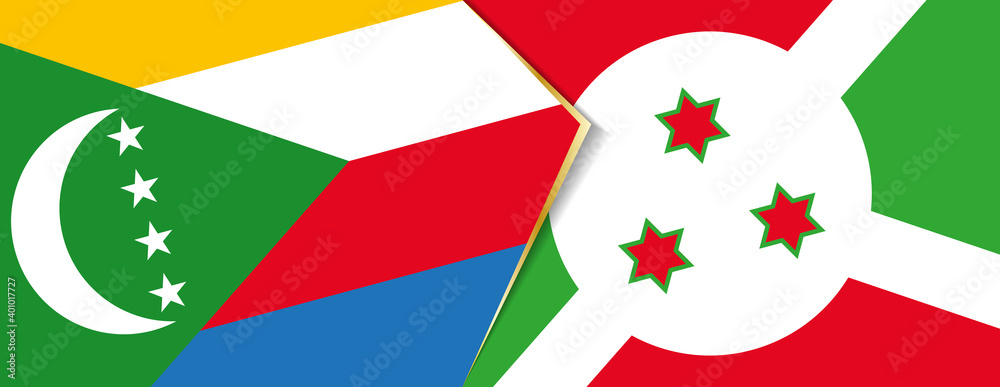 Comoros and Burundi flags, two vector flags. Comoros and Burundi flags, two vector flags.