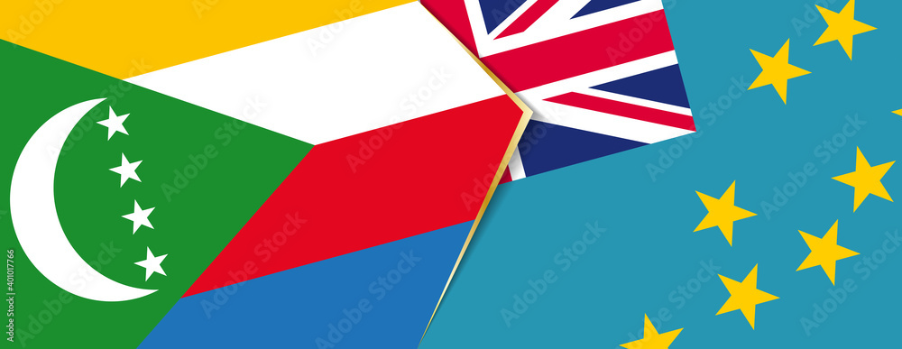 Comoros and Tuvalu flags, two vector flags. Comoros and Tuvalu flags, two vector flags.