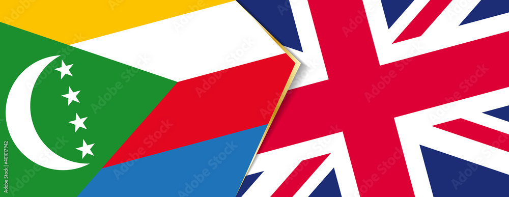 Comoros and United Kingdom flags, two vector flags.
