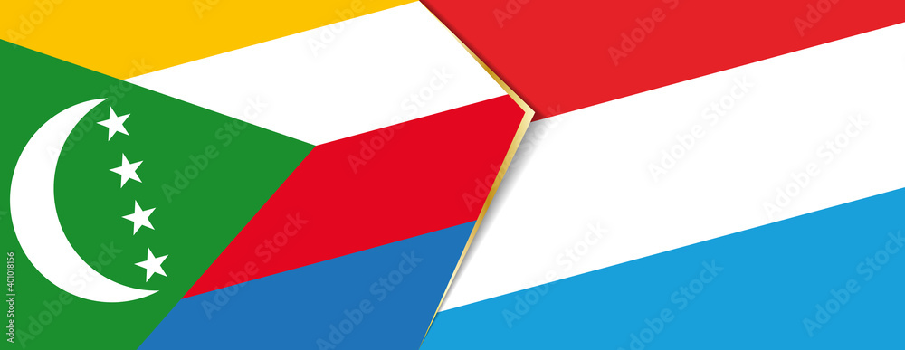 Comoros and Luxembourg flags, two vector flags. Comoros and Luxembourg flags, two vector flags.