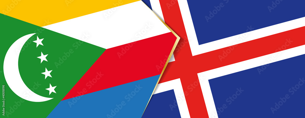 Comoros and Iceland flags, two vector flags.