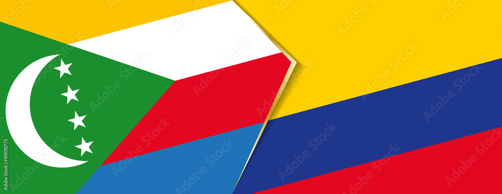 Comoros and Colombia flags, two vector flags.