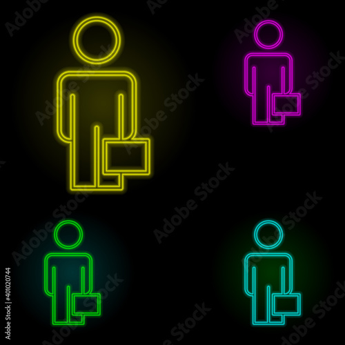 business man with a diplomat neon color set icon. Simple thin line, outline vector of business organisation icons for ui and ux, website or mobile application