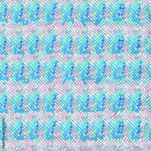 Blue gradient mosaic. Сhaotic mosaic texture. Abstract background with geometric design. Square pattern. Vector mosaic background. Seamless pattern. Follow other mosaic patterns in my collections. 