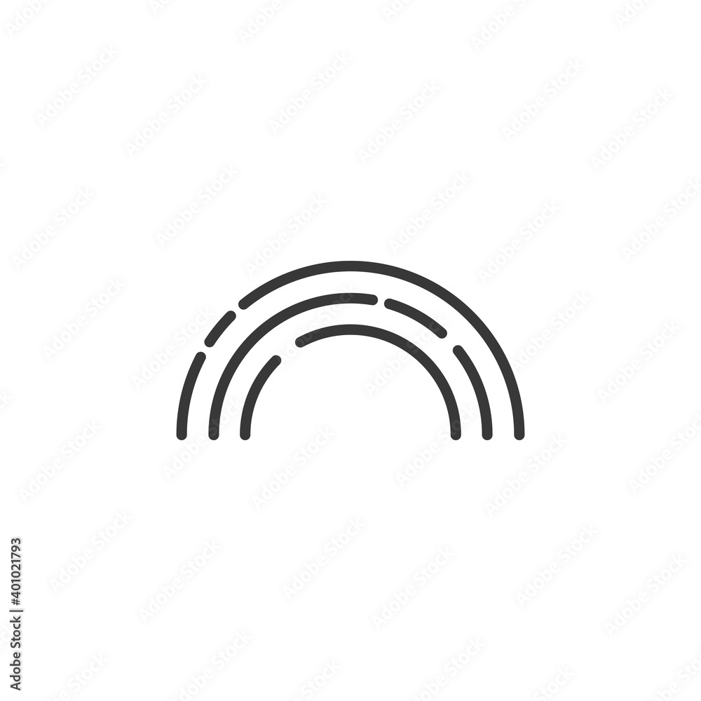 Rainbow thin line icon. Isolated weather vector illustration Rainbow thin line icon. Isolated weather vector illustration