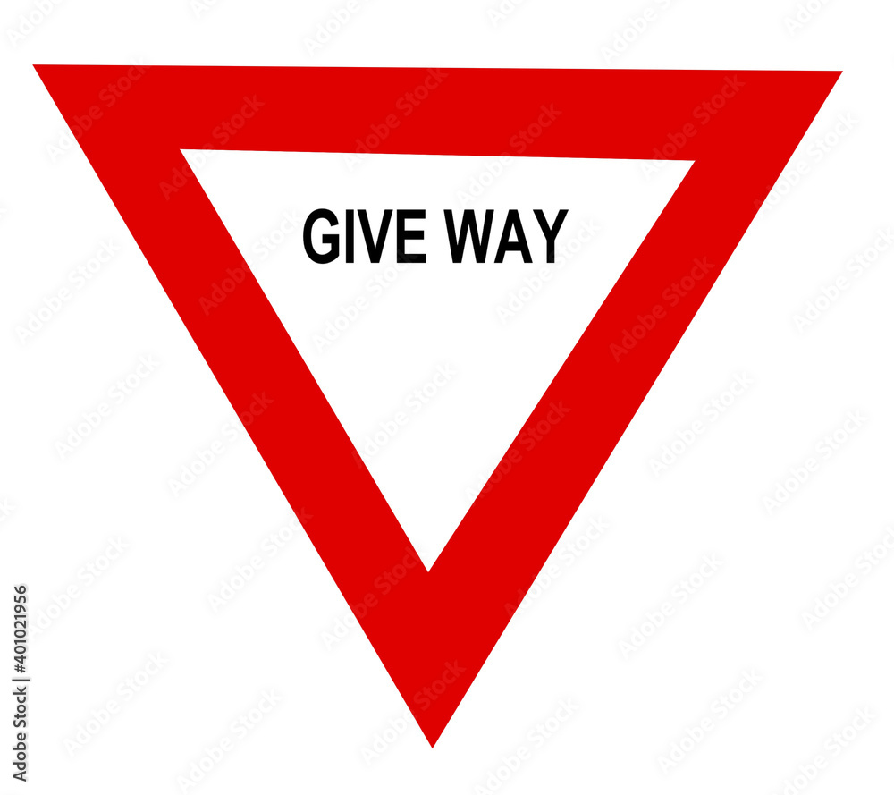 give way traffic sign with white background. give way traffic sign with white background.