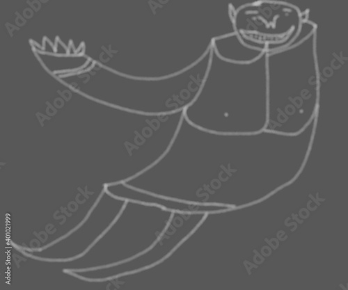 cartoon monster with black background.