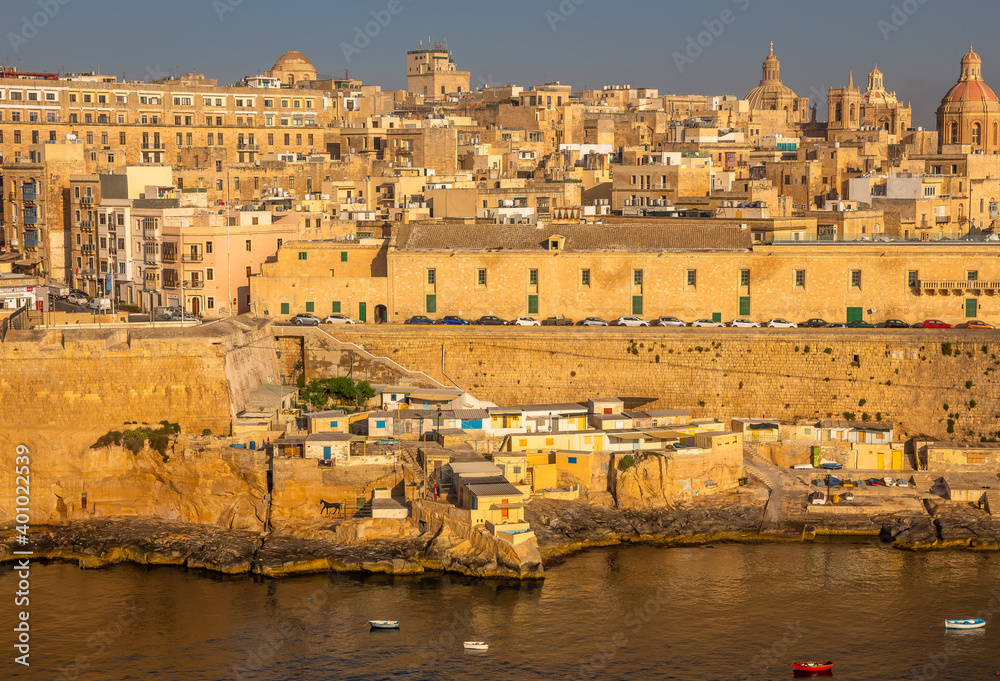 Valletta Panorama of the City Center. Beautiful aerial view of the Valletta city in Malta. Taken from a Ship this photo captures well the amazing architecture and charm of this city.