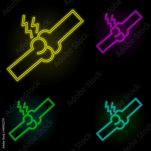 arthralgia, disease, healthcare neon color set icon. Simple thin line, outline vector of disease icons for ui and ux, website or mobile application