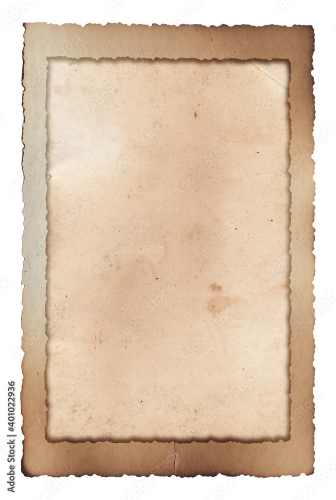 Old vintage frame rough texture retro paper with burned stains and scratches background