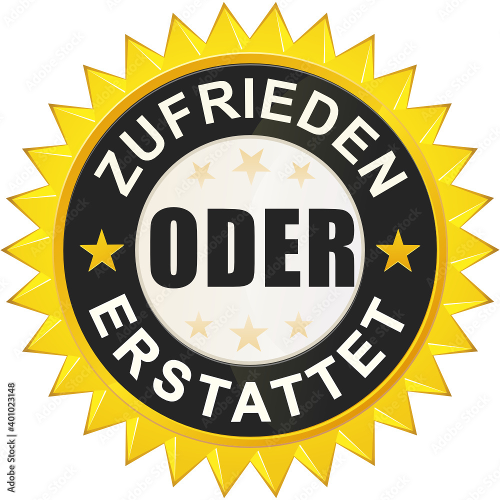 Zufriedenes oder erstattetes Abzeichen Zufriedenes oder erstattetes Abzeichen