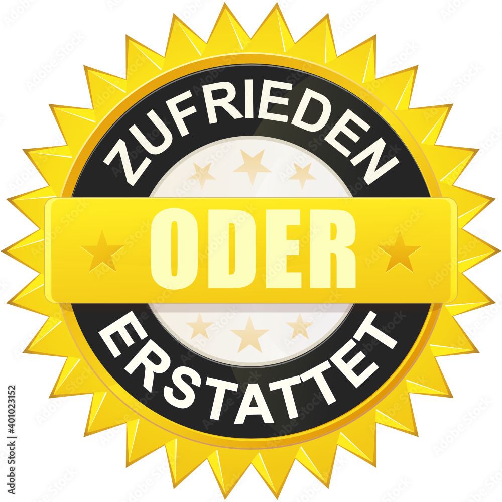 Zufriedenes oder erstattetes Abzeichen Zufriedenes oder erstattetes Abzeichen