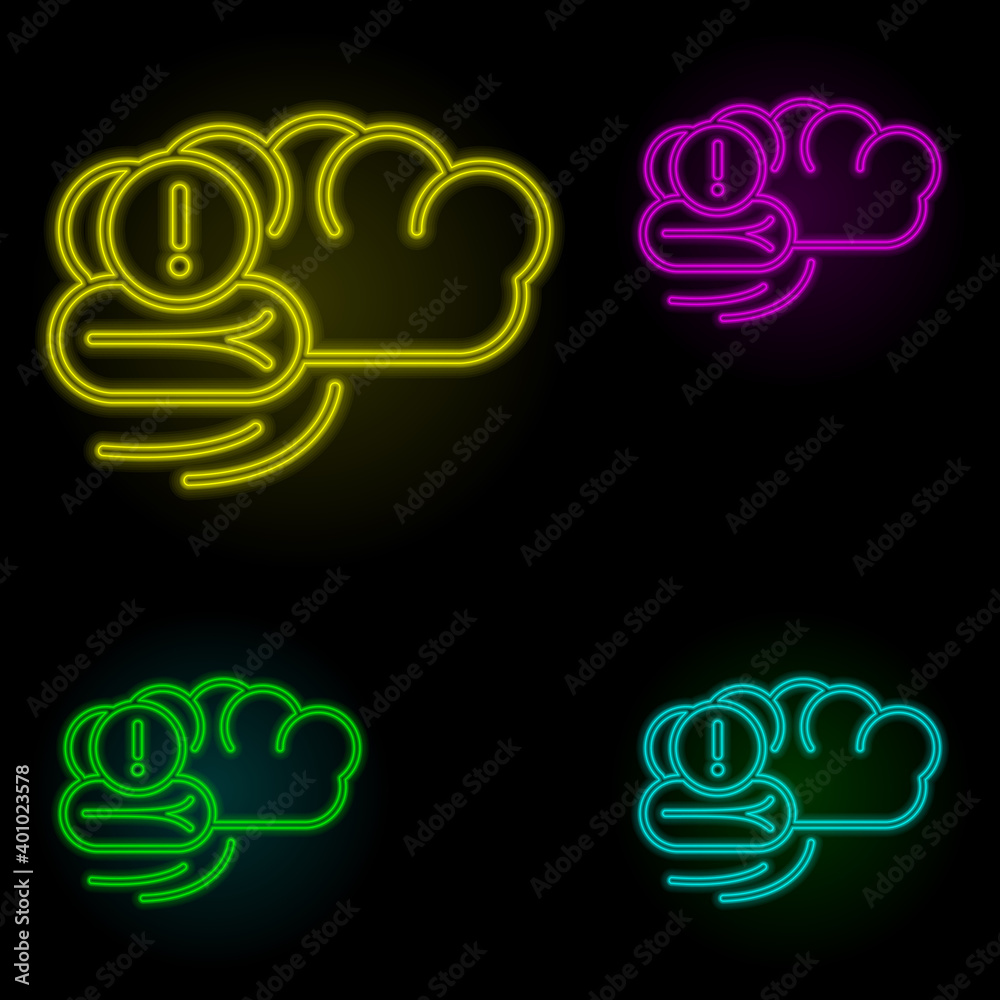 Obraz premium mental disorder, disease, medical neon color set icon. Simple thin line, outline vector of disease icons for ui and ux, website or mobile application
