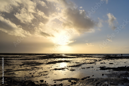 sunset on the beach in Normandy 