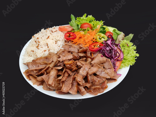 Salad Doner Plate - Döner Teller mit Salat - piatto con kebap Kebab Riso Reis