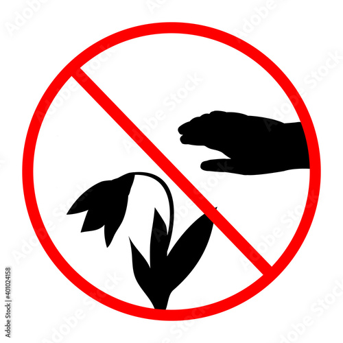 Stop do not pluck flowers sign silhouette