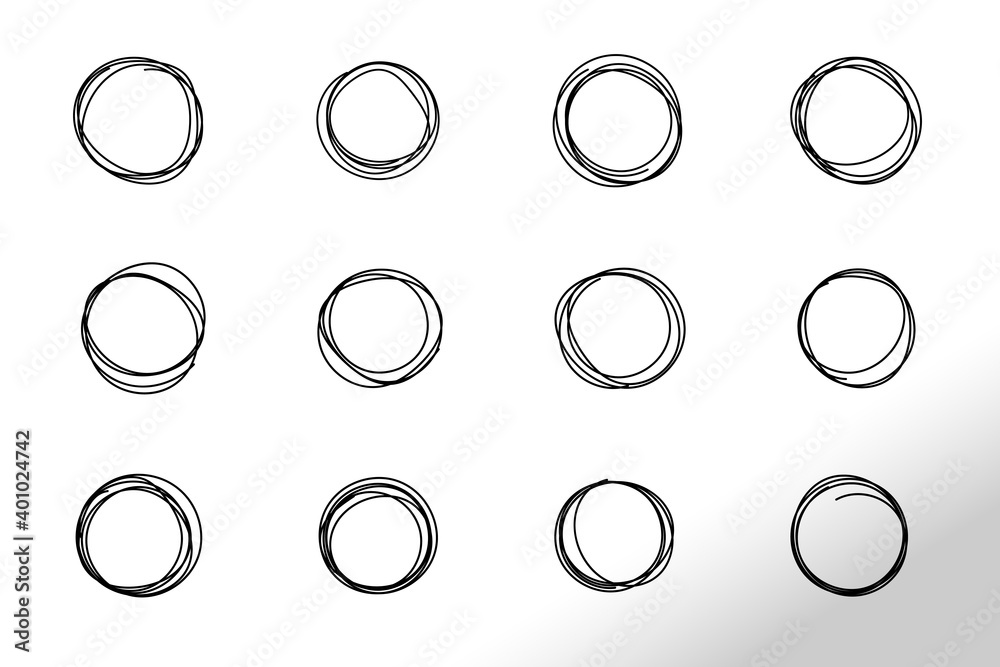 Set of hand-drawn circles. Collection of sketchy round forms, original bubbles. Freehand Drawing. Simple art line design elements. Set of hand-drawn circles. Collection of sketchy round forms, original bubbles. Freehand Drawing. Simple art line design elements.