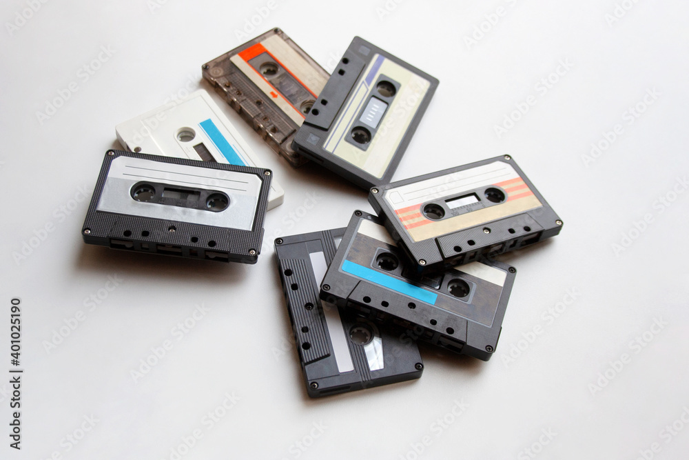 Retro audio cassette tapes isolated on white background Retro audio cassette tapes isolated on white background
