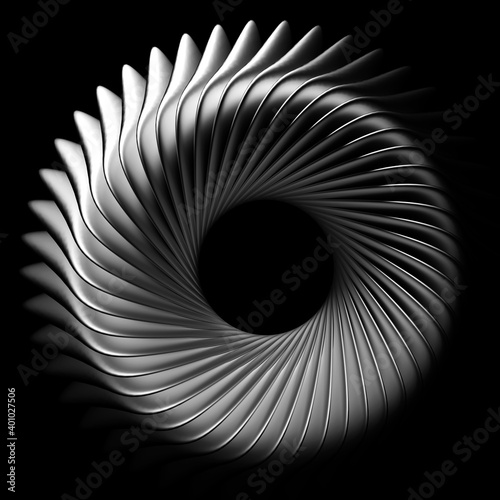Fotografia 3d render of abstract black and white monochrome art with surreal industrial mac