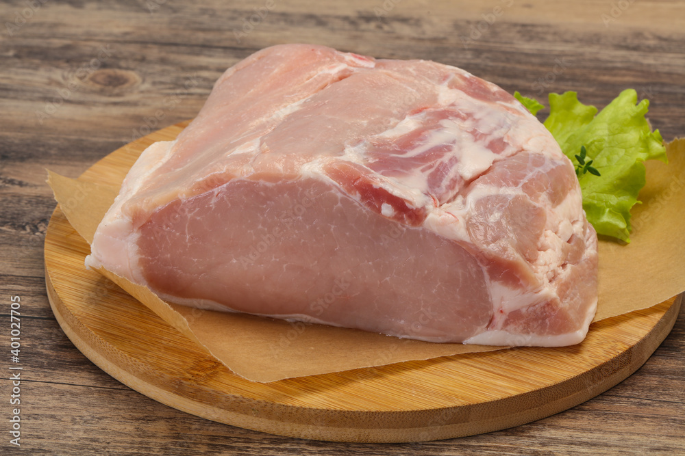 Raw pork meat piece for cooking