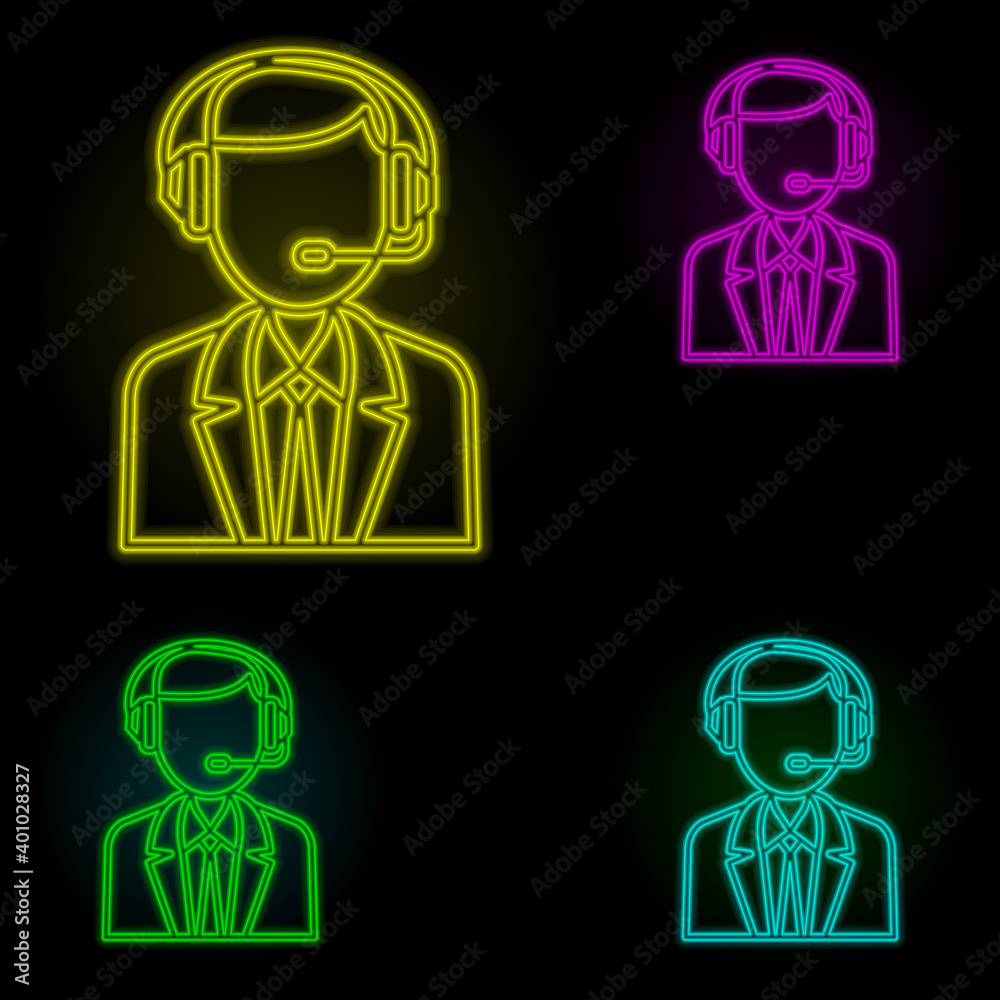 Reception neon color set icon. Simple thin line, outline vector of global logistics icons for ui and ux, website or mobile application Reception neon color set icon. Simple thin line, outline vector of global logistics icons for ui and ux, website or mobile application