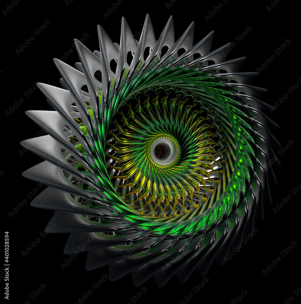 Art 3D d'une reine serpent fractale extrêmement détaillé en or scintillant  · Creative Fabrica