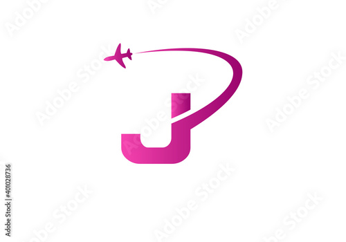 Modern Air Travel Logo Design with J letter. J letter Concept air plane and travel logo.