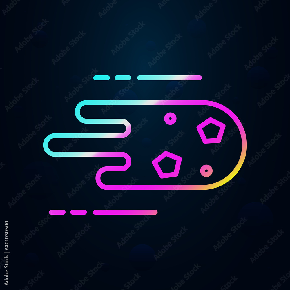 Flying meteorite nolan icon. Simple thin line, outline vector of speed icons for ui and ux, website or mobile application Flying meteorite nolan icon. Simple thin line, outline vector of speed icons for ui and ux, website or mobile application