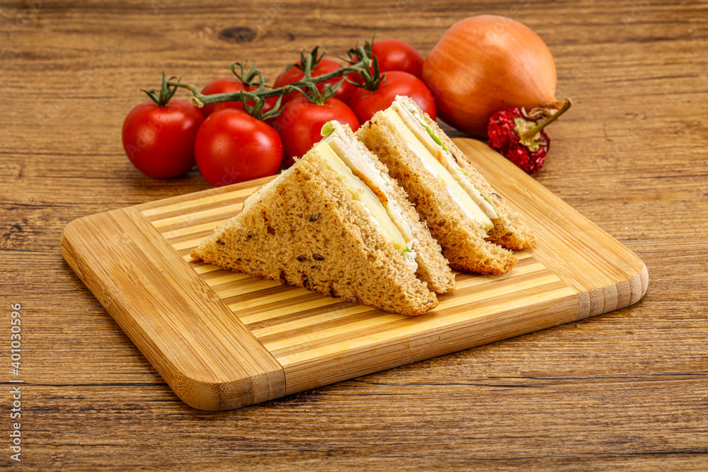 Club sandwich with chicken and cheese Club sandwich with chicken and cheese