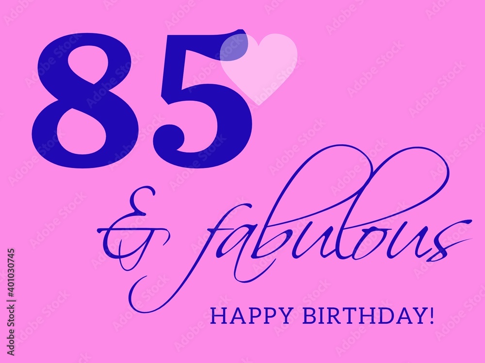 85th happy birthday card illustration in retro style. 85th happy birthday card illustration in retro style.