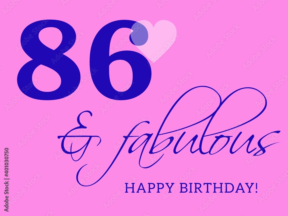86th happy birthday card illustration in retro style. 86th happy birthday card illustration in retro style.